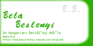 bela beslenyi business card